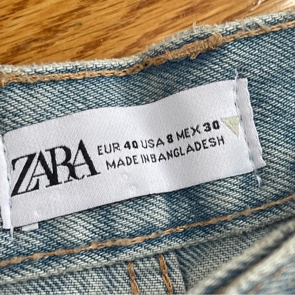 ZARA Rhinestone Fireworks Blue Denim Ripped Jean Shorts Sz 40/ US 8 - Picture 7 of 13